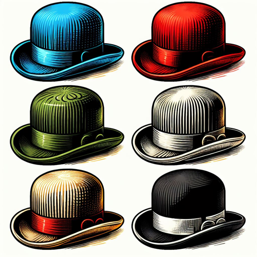 six different coloured hat
